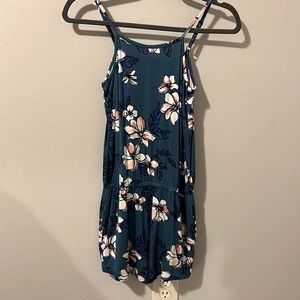 Teal Floral Romper NWOT